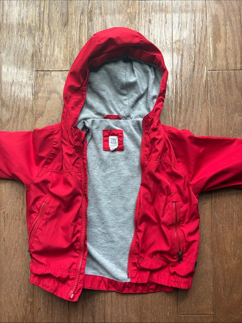 GAP Red Hooded Kids Jacket with Gray Lining